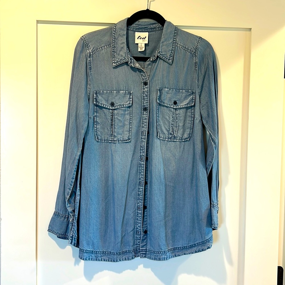 Chambray Button Down By Luxe Essential Denim - image 1